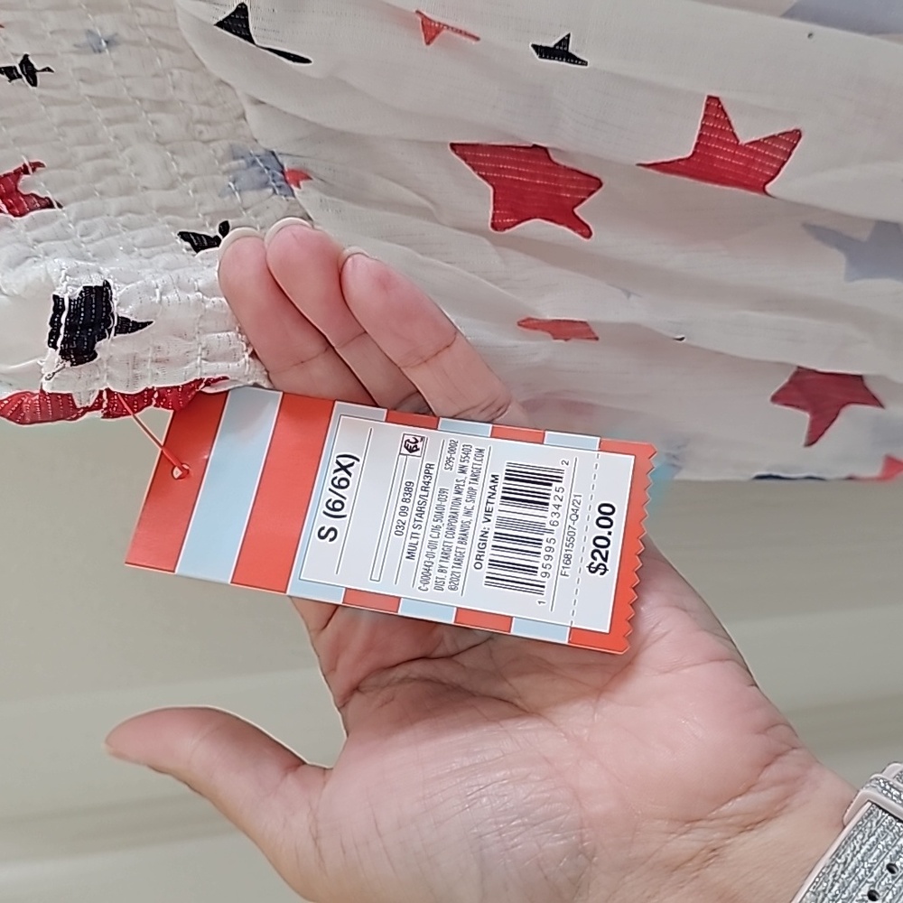 Cat & Jack white summer dress with red and blue multi star summer dress - Picture 7 of 14